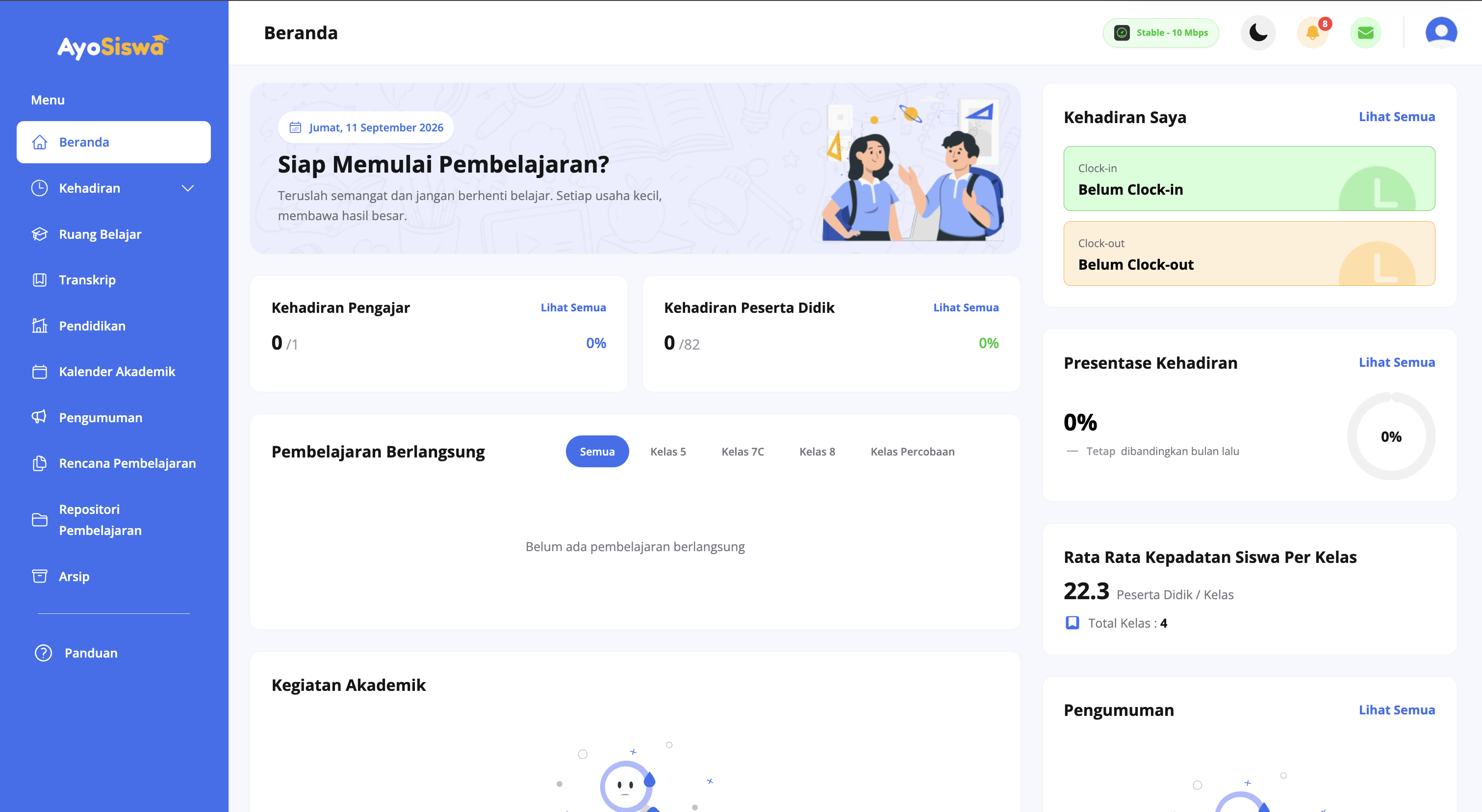 Dashboard AyoSiswa versi web